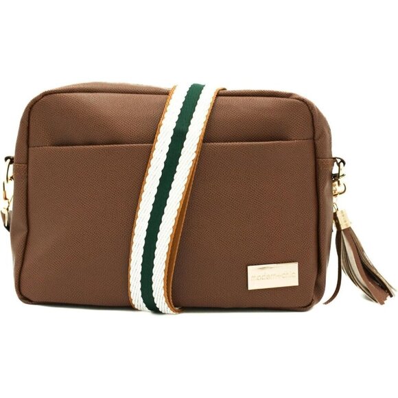 Women Brown Modern+Chic Crossbody Bag Alice Vegan Leather Sling Bag with Pockets - Picture 1 of 6